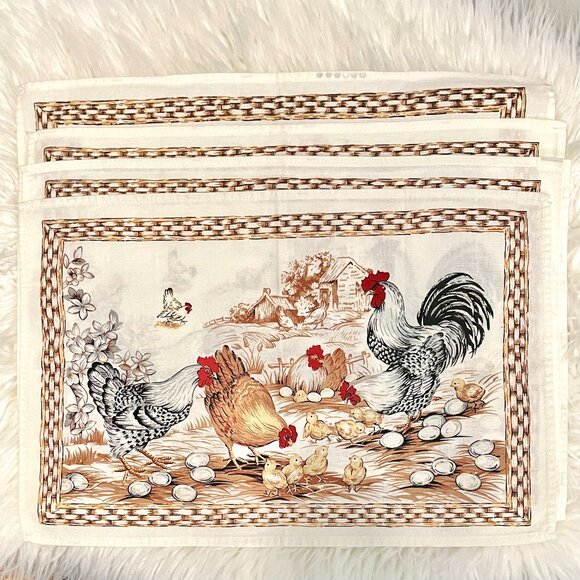 Set of 4 farmhouse chicken placemats - Picture 1 of 4